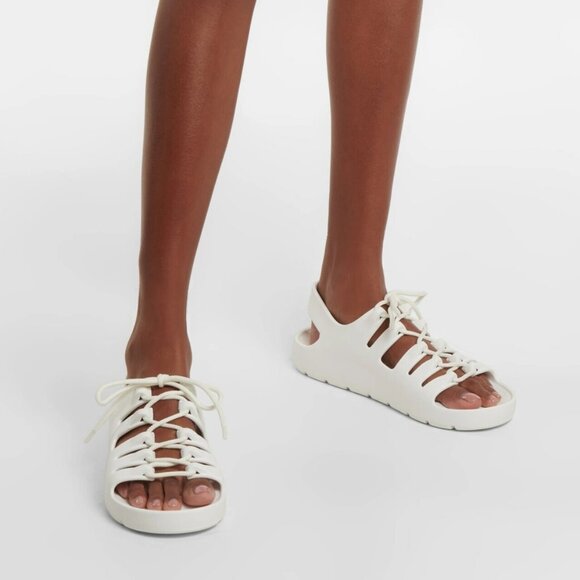Bottega Veneta Lace Up Jelly Sandals Chalk White Size EU 37 US 7 NEW IN BOX
